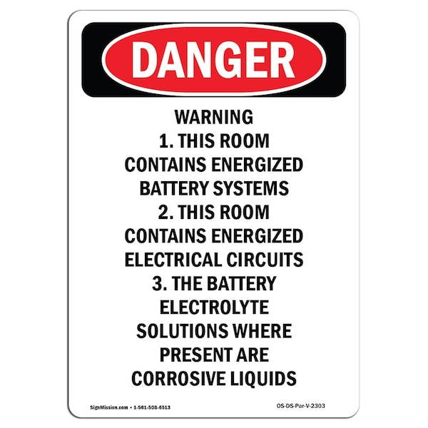 Safety Sign, OSHA Danger, 5" Height, Warning 1. This Room Contains, Portrait, 10PK